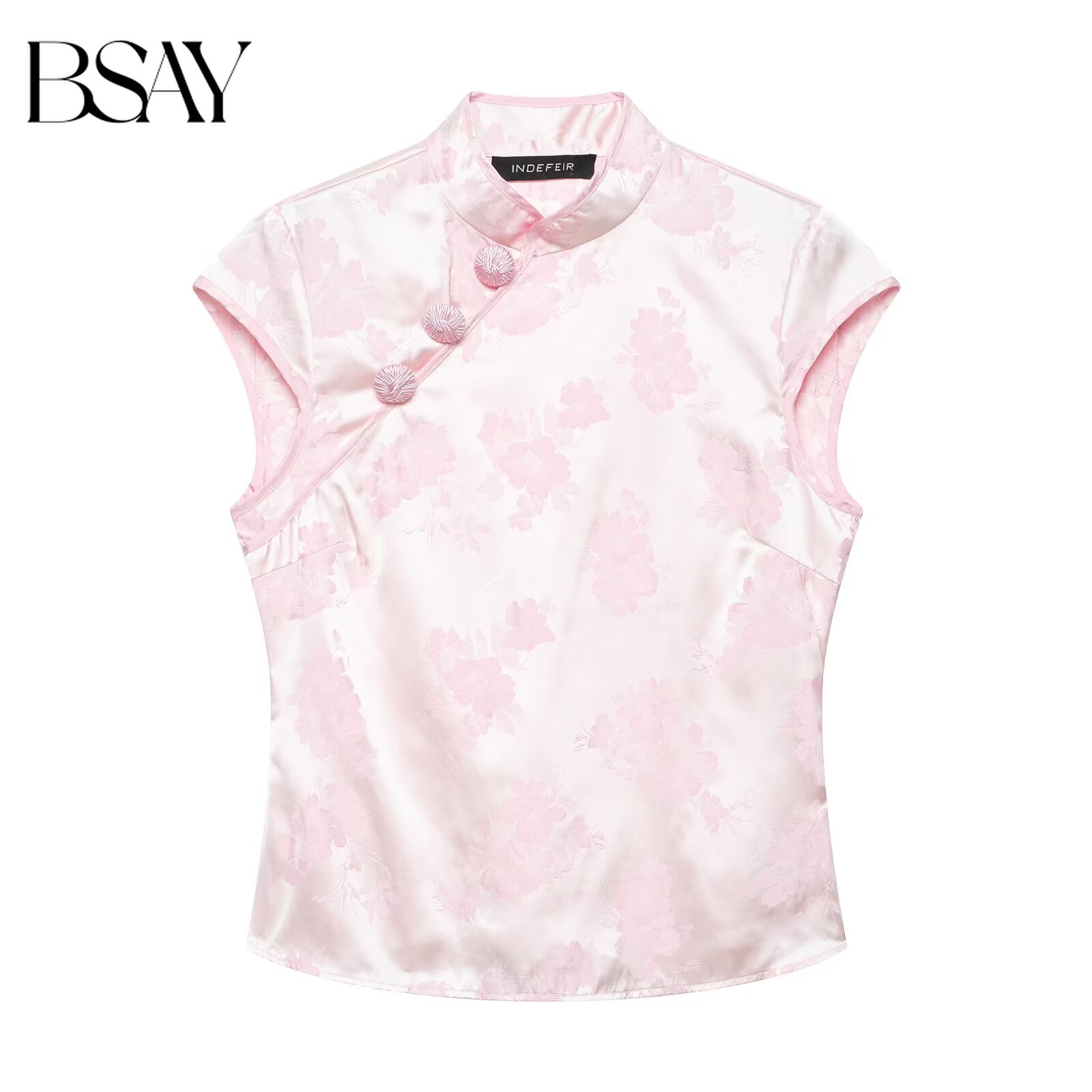 Romper Floral Print - BSAY Çin Tarzı Çiçek Jakarlı Saten