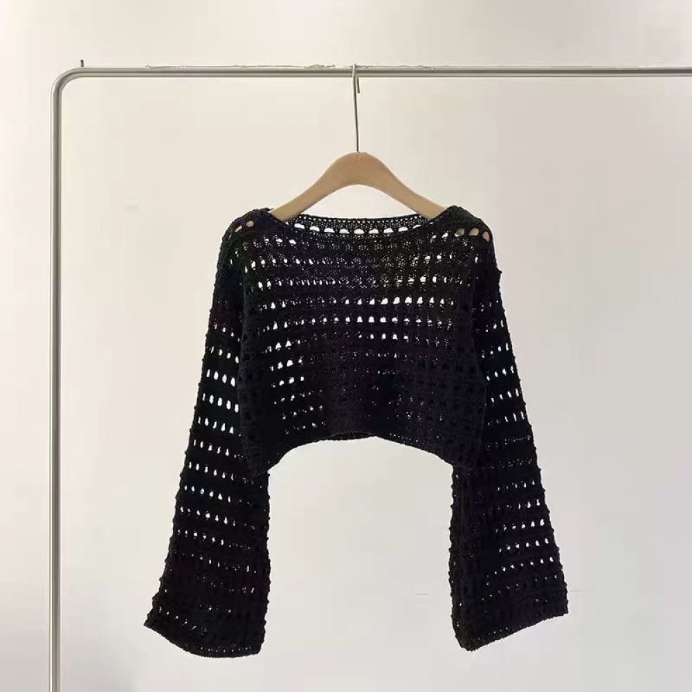 Crop Top Crochet - Fransız Tarzı Örgü Kazak Kadınlar İçin