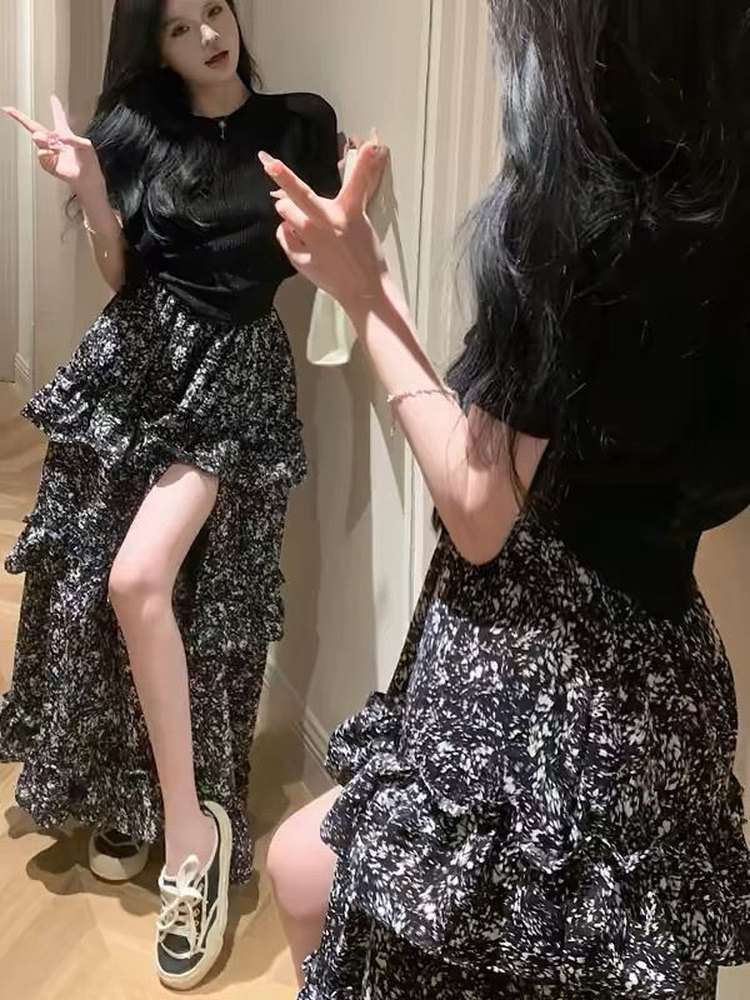 Çiçek Desenli Yarım Boy Etek K - Midi Skirt Floral incelemesi ve fiyatı